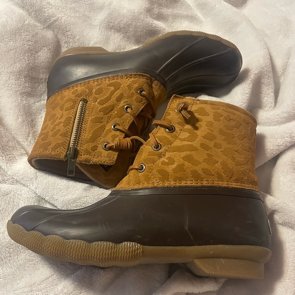 Brown Leopard Print Duck Boots